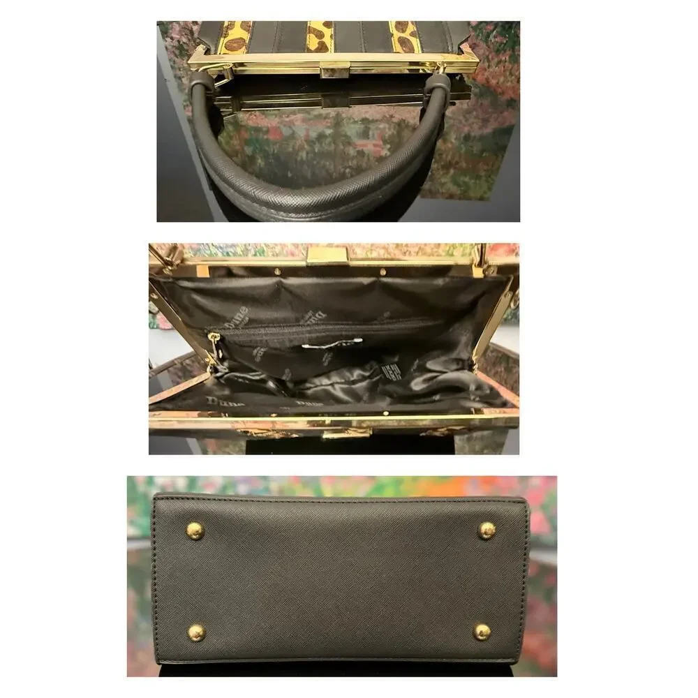 VGUC Dune London Black Faux Leather/Calf Hair Handbag w/ Strap